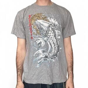 Y2K Fish Fighter Skater T fits like a men’s M but says large